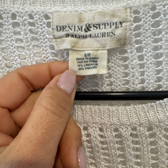Ralph Lauren Denim & Supply Women Size small S/P White Sweater Crochet Knit G - Picture 3 of 6